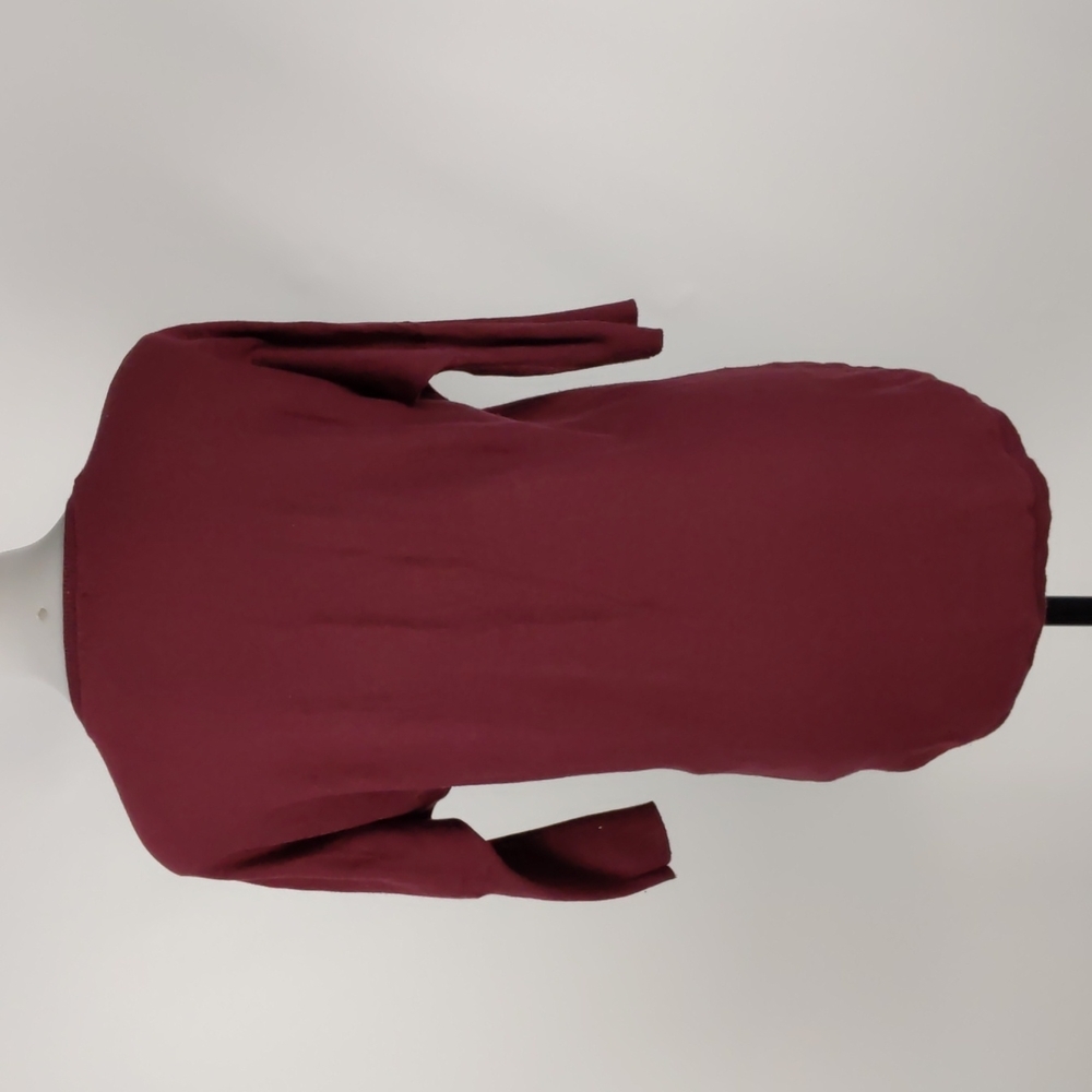 Dotti Women's Top Size Small Maroon 3/4 Sleeve Hi-Low Hem Round Neckline Jumper - Picture 10 of 14